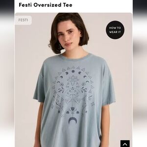 torrid Light Blue Graphic Oversized Short Sleeve Tee